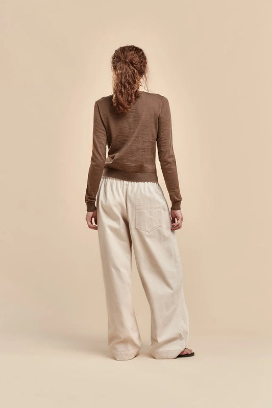 Standard Issue | Merino Crop Crew Cardi | Truffle | Palm Boutique