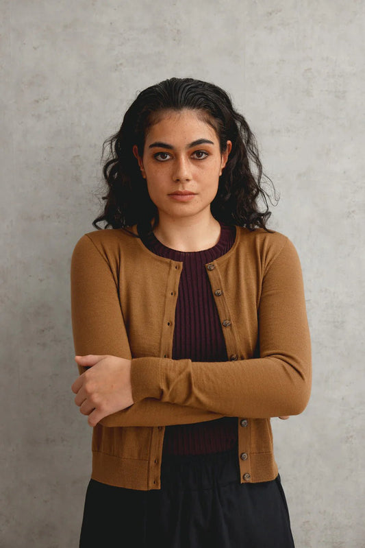Standard Issue | Merino Crop Crew Cardi | Walnut | Palm Boutique