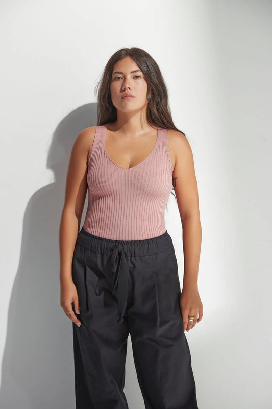 Standard Issue | Merino Rib Crew Tank | Coral | Palm Boutique