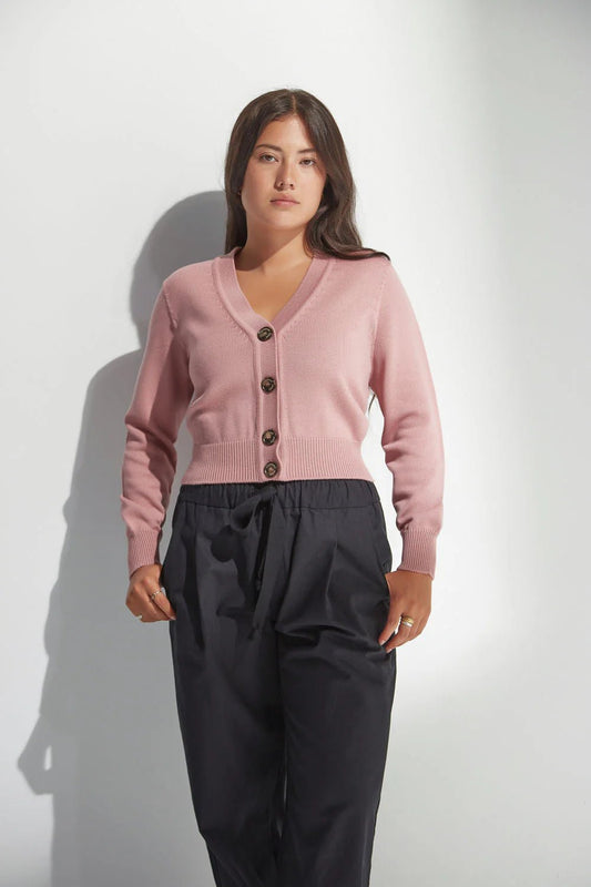 Standard Issue | Merino V Neck Cardi | Coral | Palm Boutique