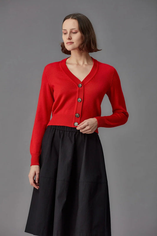 Standard Issue | Merino V Neck Cardigan | Ribbon | Palm Boutique