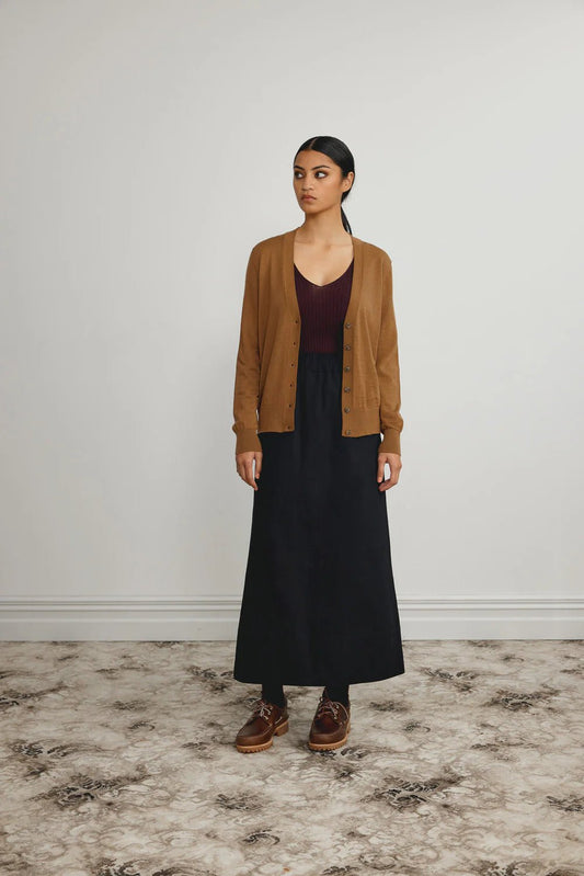Standard Issue | Merino V Neck Cardigan | Walnut | Palm Boutique
