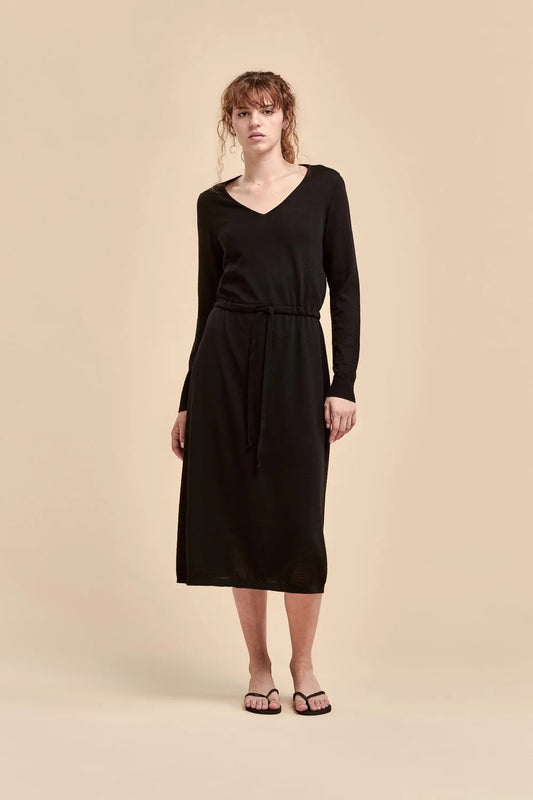 Standard Issue | Merino V Neck Slouchy Dress | Black | Palm Boutique