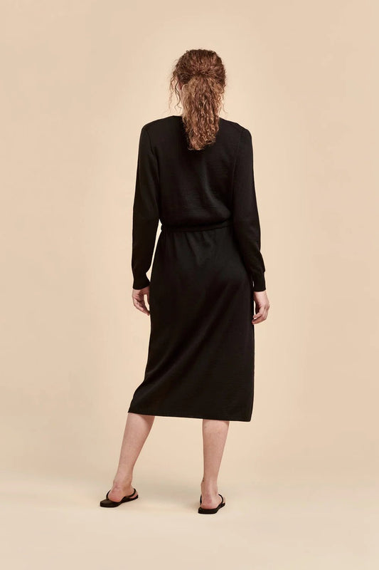 Standard Issue | Merino V Neck Slouchy Dress | Black | Palm Boutique