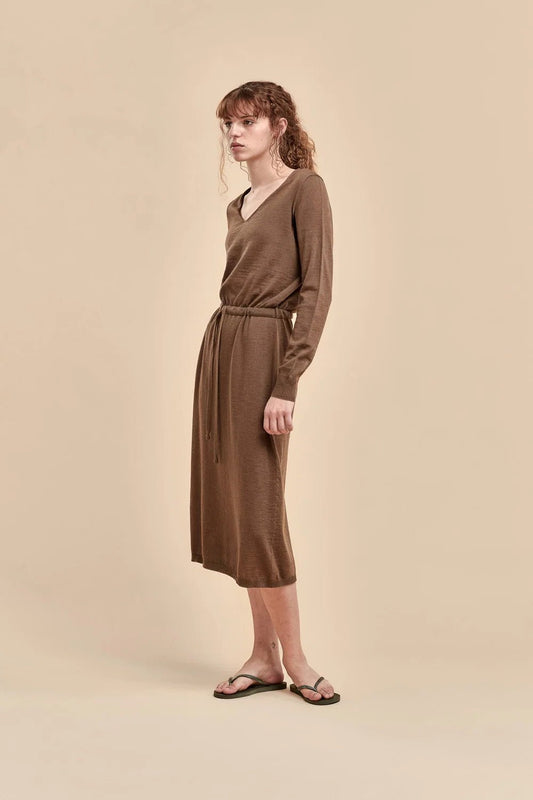 Standard Issue | Merino V Neck Slouchy Dress | Truffle | Palm Boutique