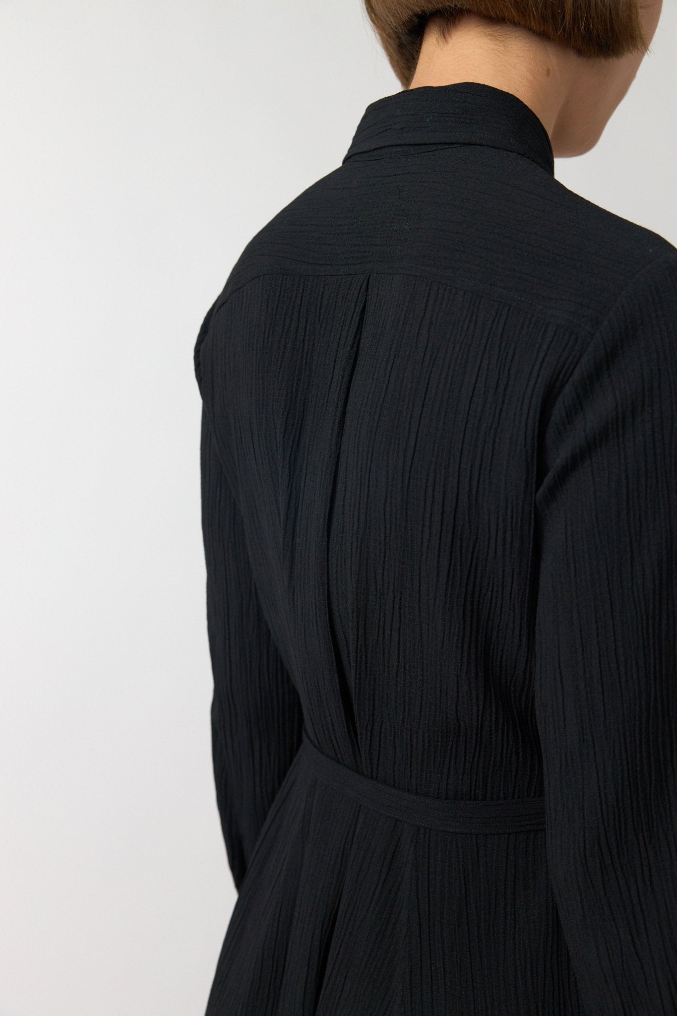 Sylvester | Crinkle Shirt Dress | Black | Palm Boutique