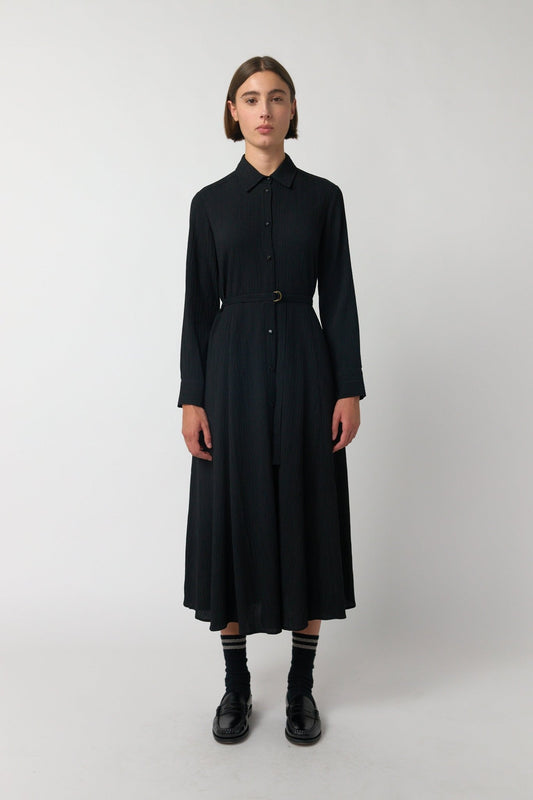 Sylvester | Crinkle Shirt Dress | Black | Palm Boutique