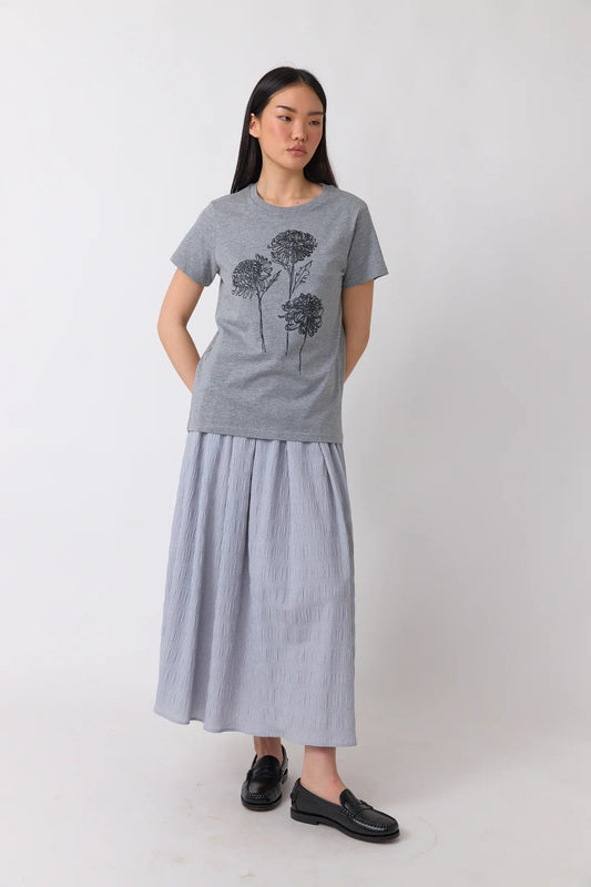 Sylvester | Dahlias T-Shirt | Grey Marle | Palm Boutique