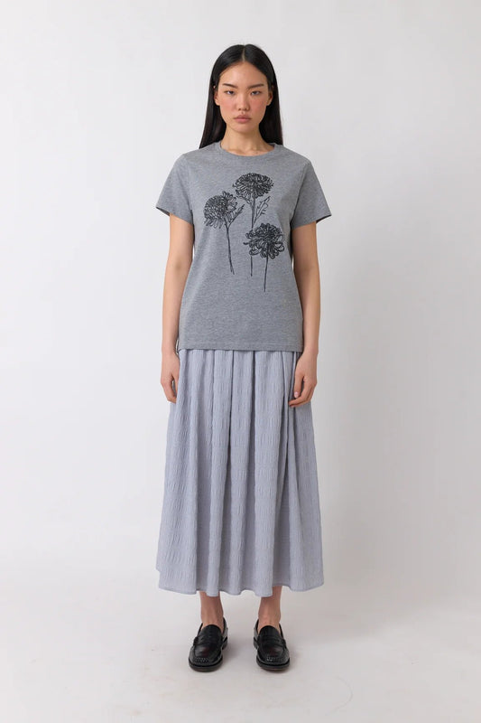Sylvester | Dahlias T-Shirt | Grey Marle | Palm Boutique