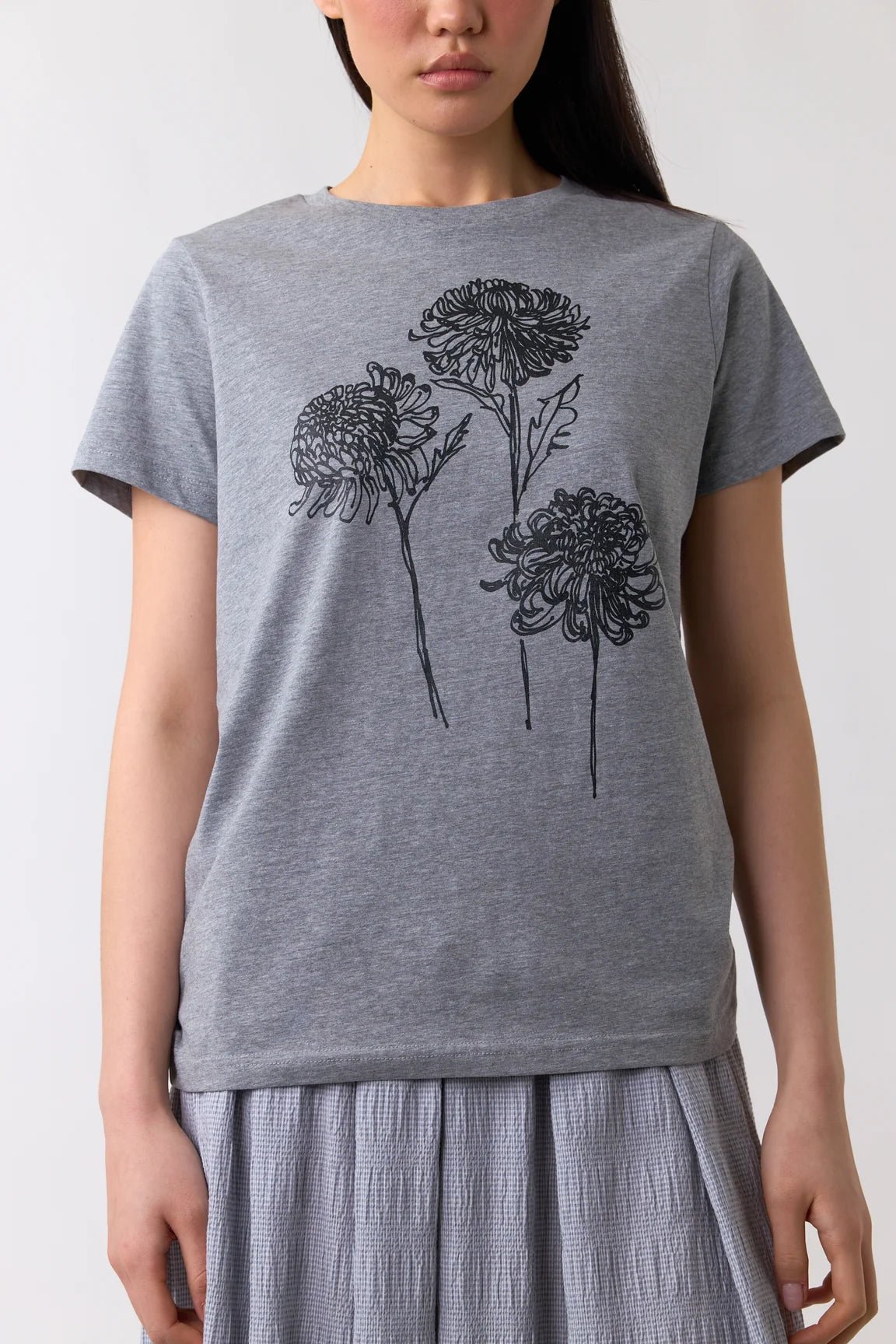 Sylvester | Dahlias T-Shirt | Grey Marle | Palm Boutique