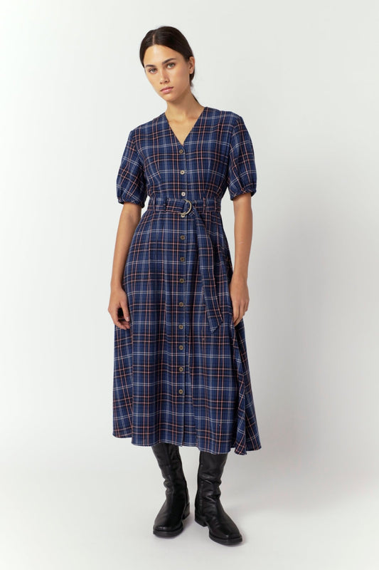 Sylvester | Plaid Dress | Navy | Palm Boutique