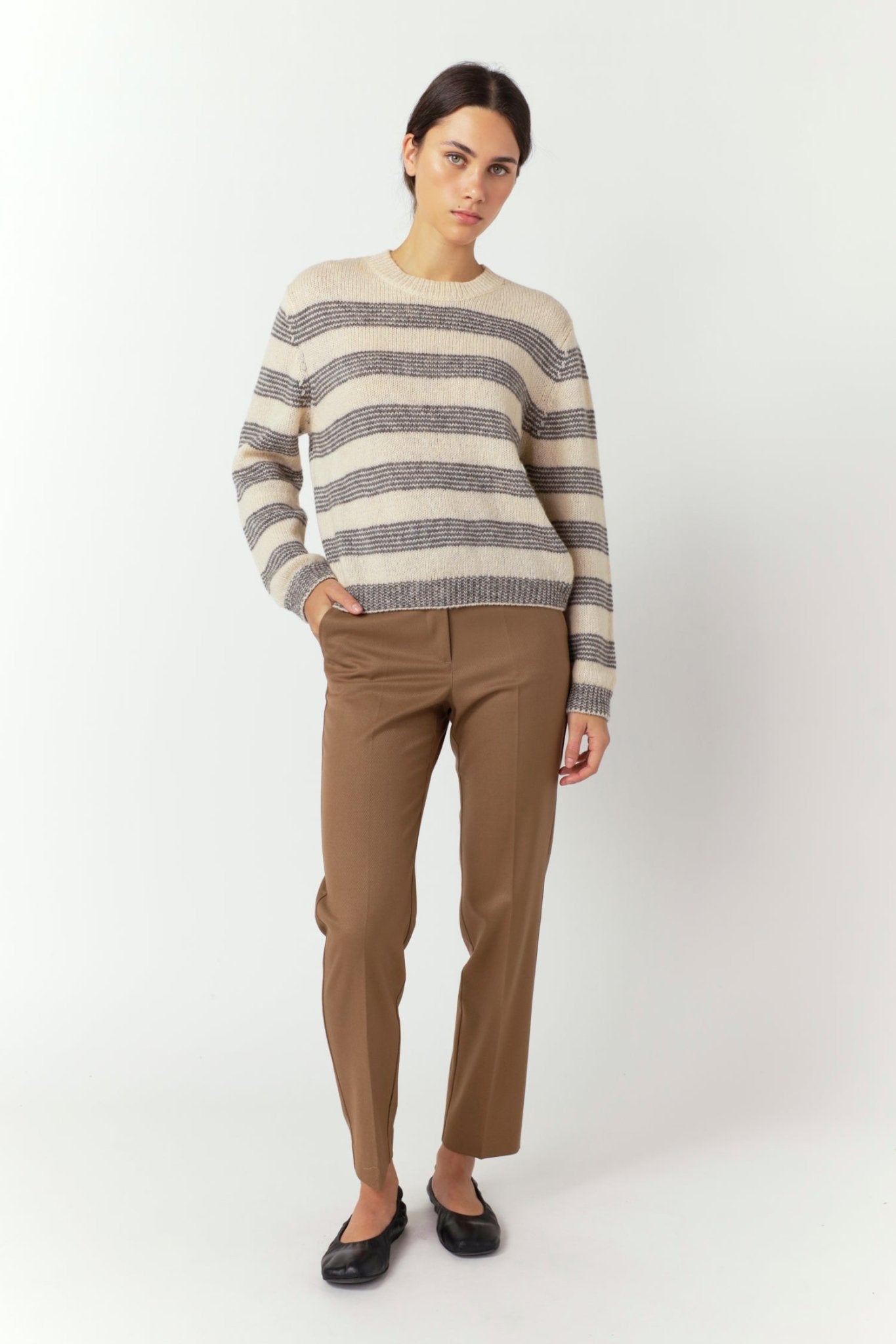 Sylvester | Riley Stripe Jumper | Porcelain/Grey | Palm Boutique