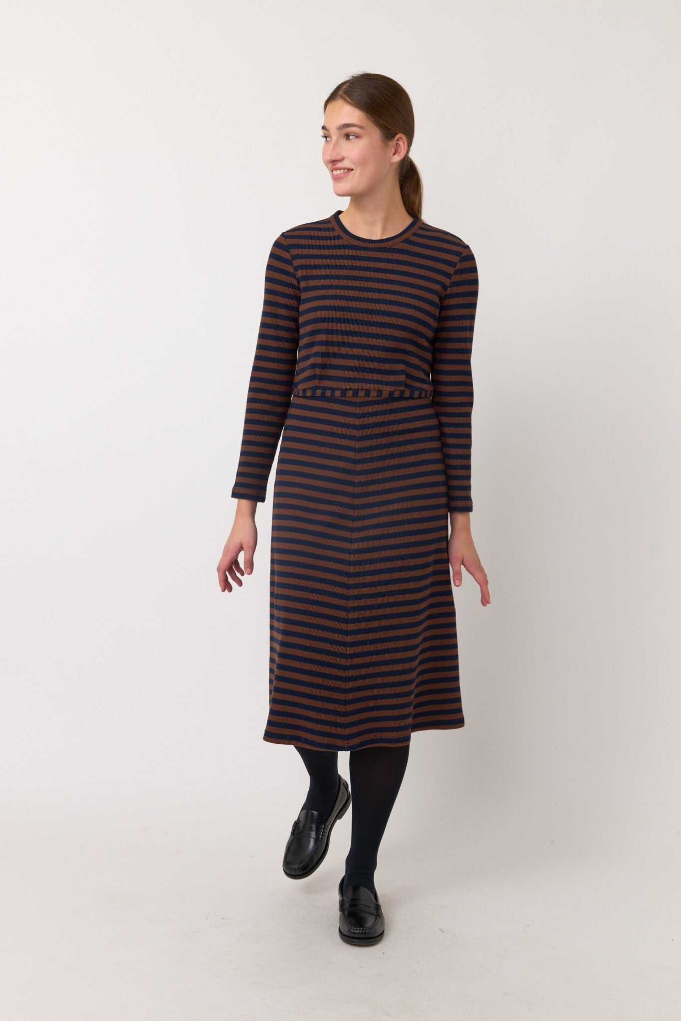 Sylvester | Stripey Dress | Brown Stripe | Palm Boutique