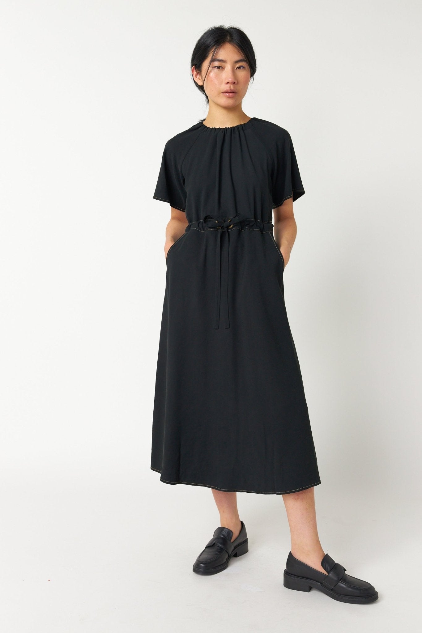 Sylvester | Traveller Drawstring Dress | Black | Palm Boutique