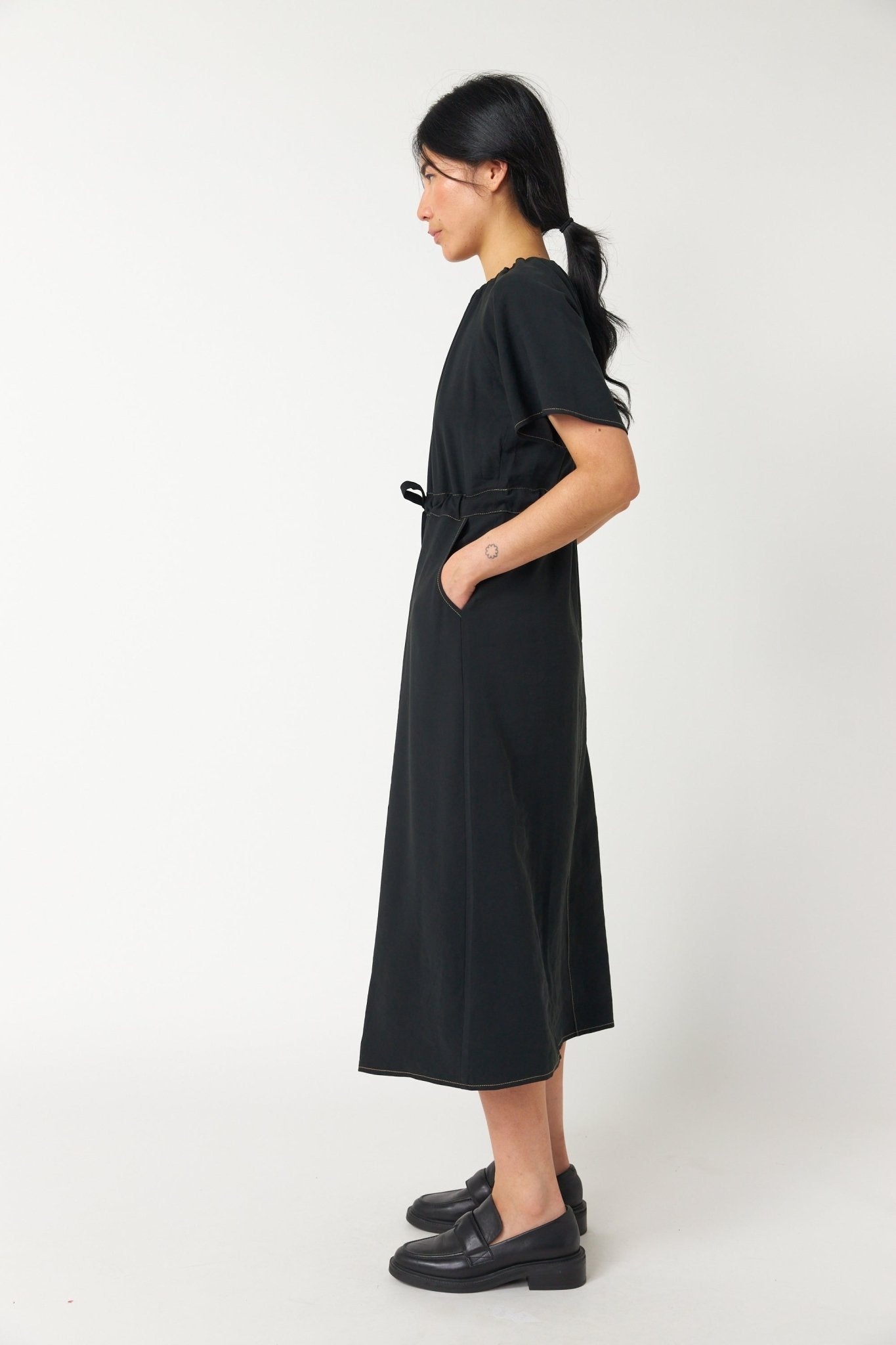 Sylvester | Traveller Drawstring Dress | Black | Palm Boutique