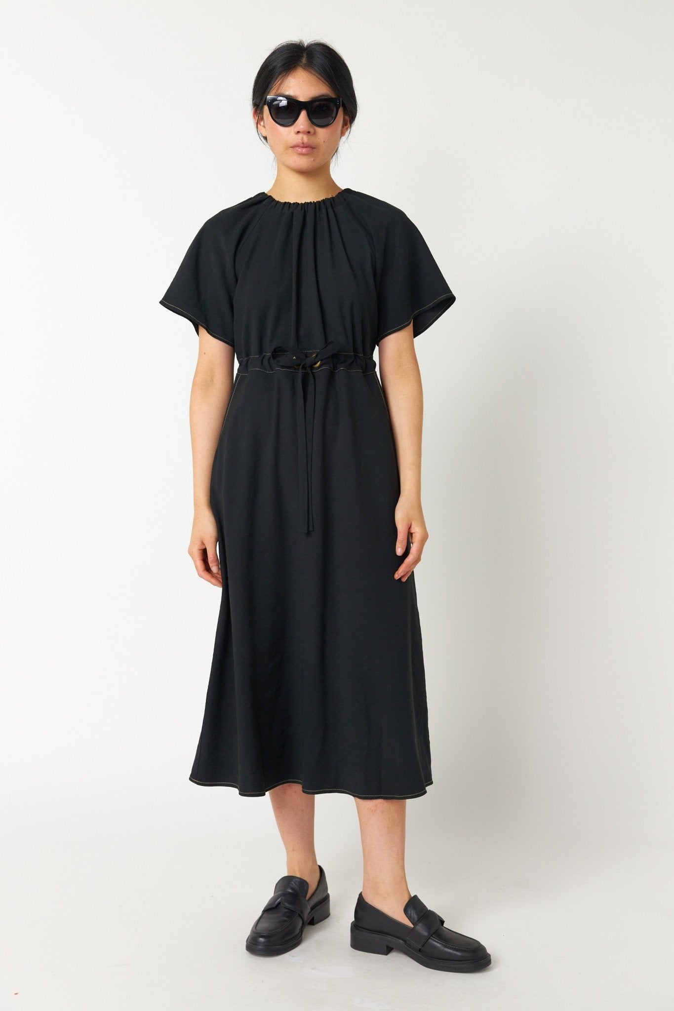 Sylvester | Traveller Drawstring Dress | Black | Palm Boutique