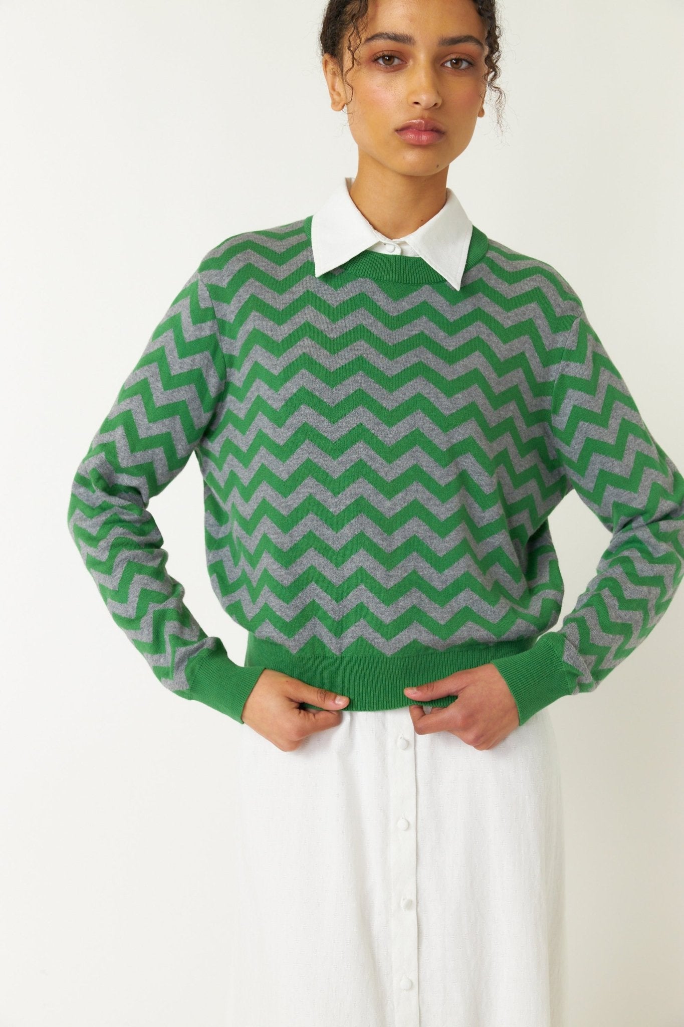 Sylvester | Twin Peaks Jumper | Green/Grey Marle | Palm Boutique