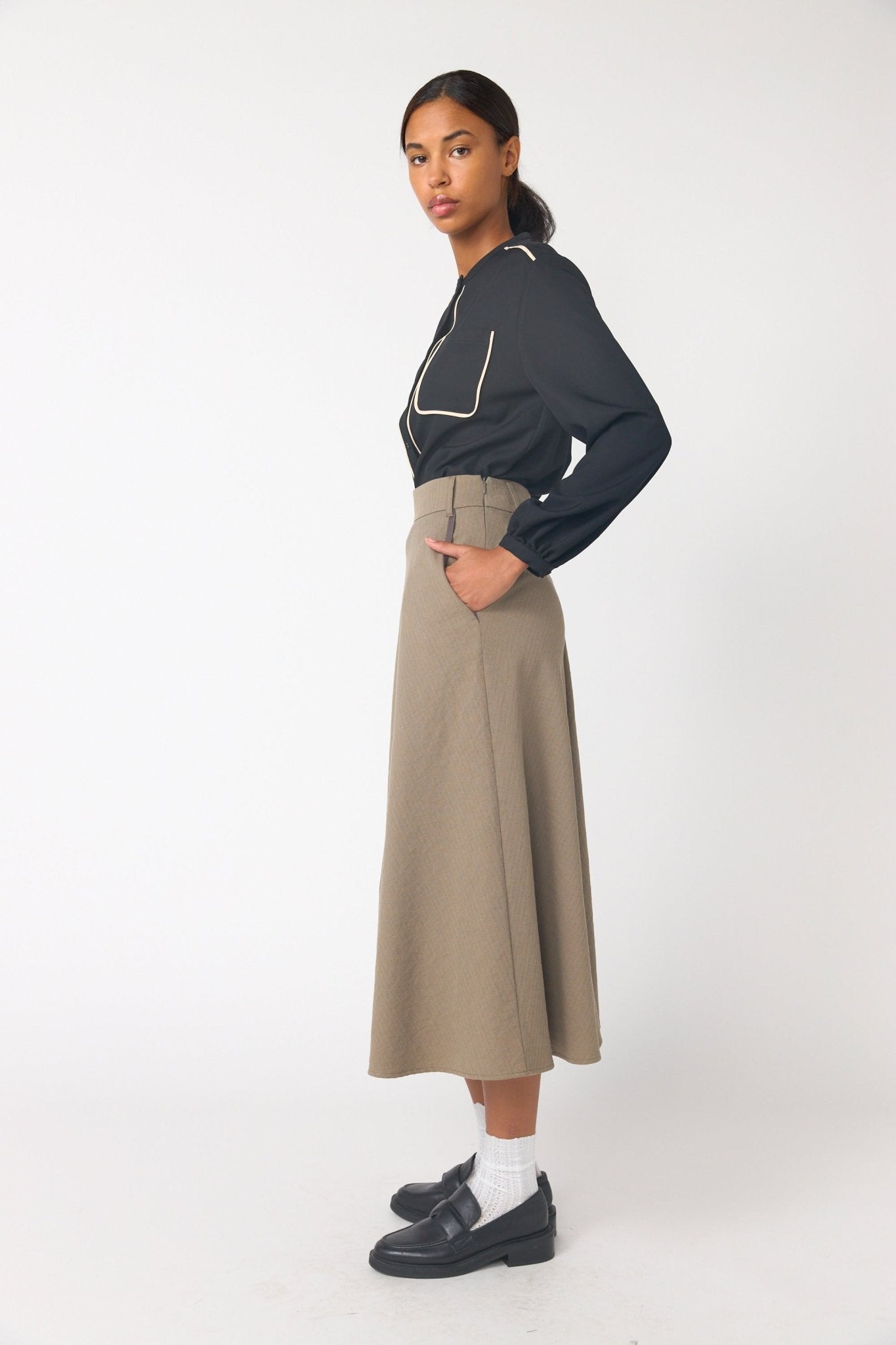 Sylvester | Twin Striped Skirt | Stone | Palm Boutique