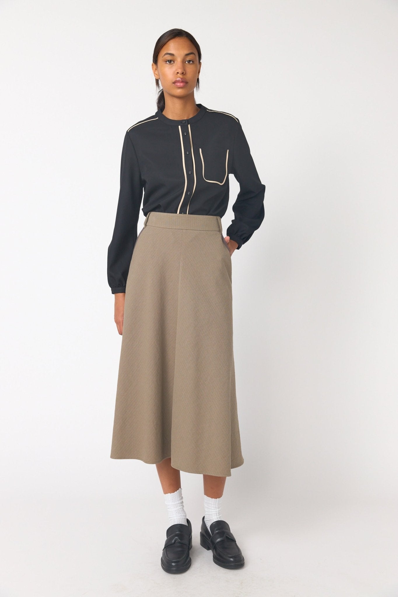 Sylvester | Twin Striped Skirt | Stone | Palm Boutique