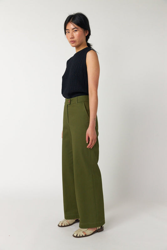 Sylvester | Workwear Wide Leg Pant | Olive | Palm Boutique