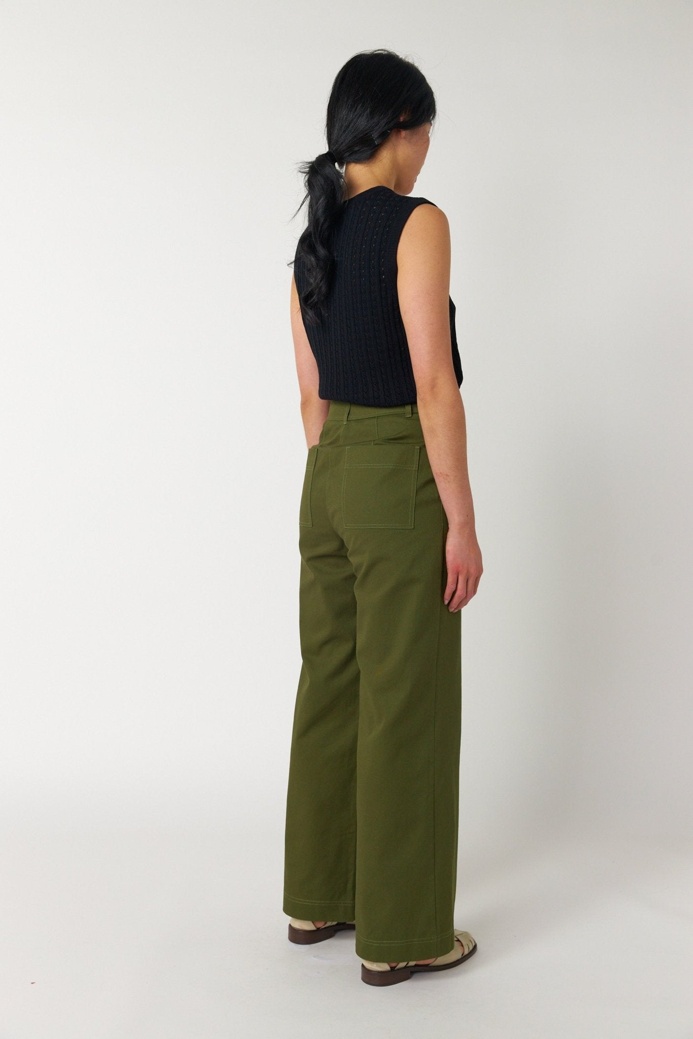 Sylvester | Workwear Wide Leg Pant | Olive | Palm Boutique