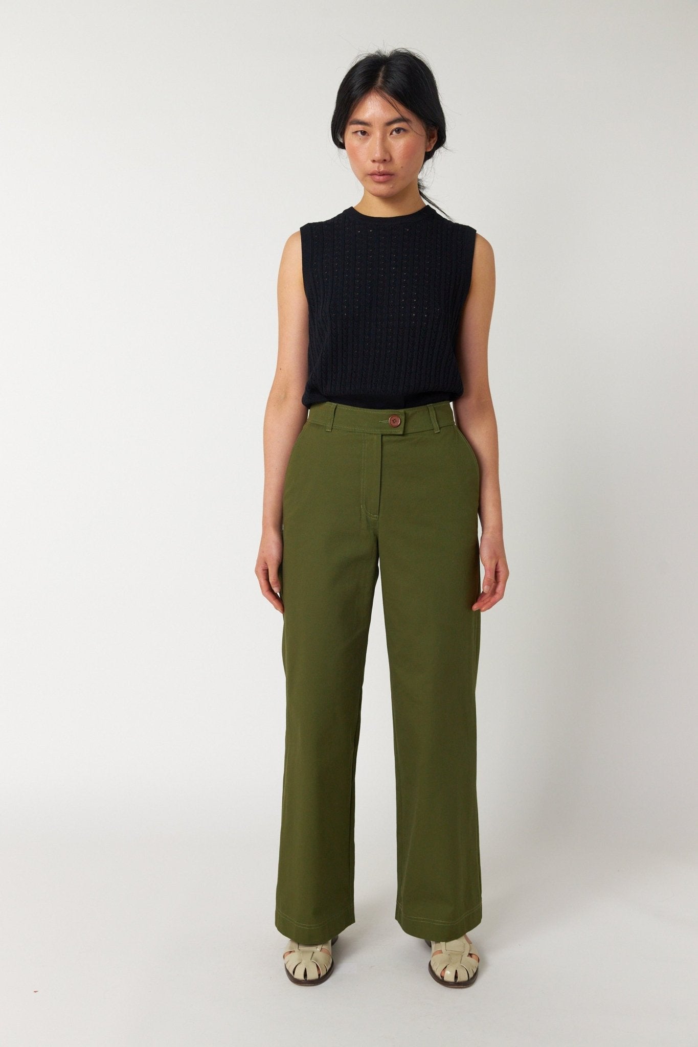 Sylvester | Workwear Wide Leg Pant | Olive | Palm Boutique