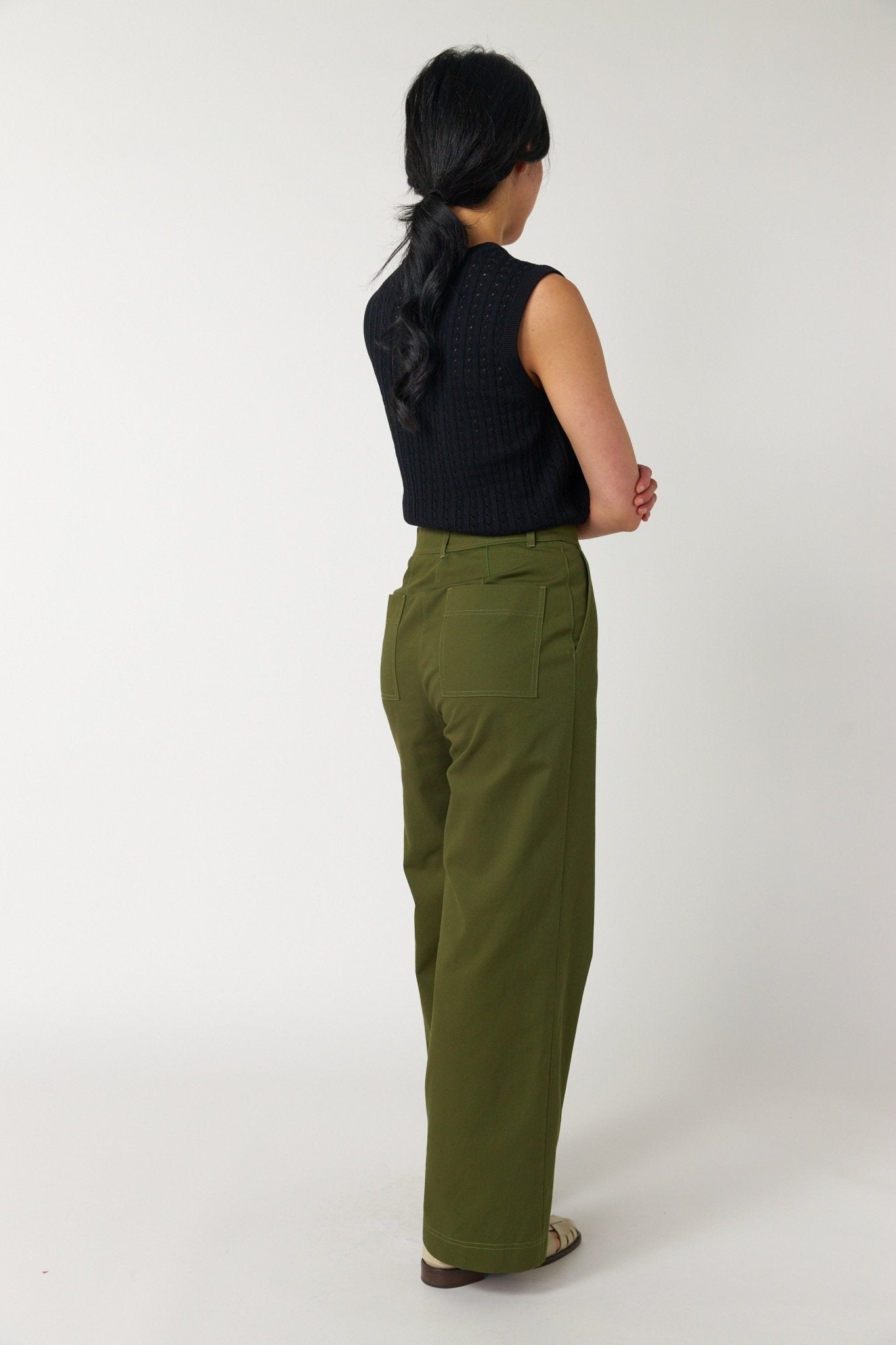 Sylvester | Workwear Wide Leg Pant | Olive | Palm Boutique