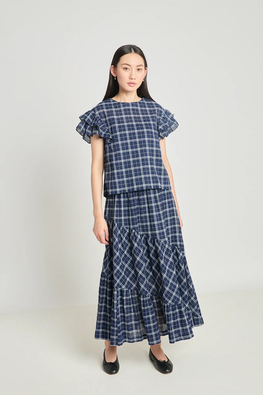 twenty - seven names | Art Therapy Skirt | Navy Crinkle Check | Palm Boutique