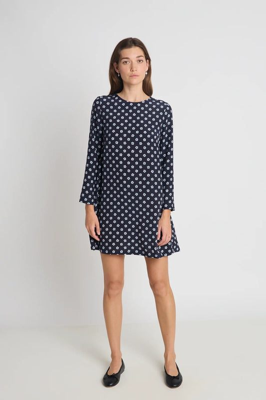 twenty-seven names | Everyone's free dress | Navy daisy silk | Palm Boutique