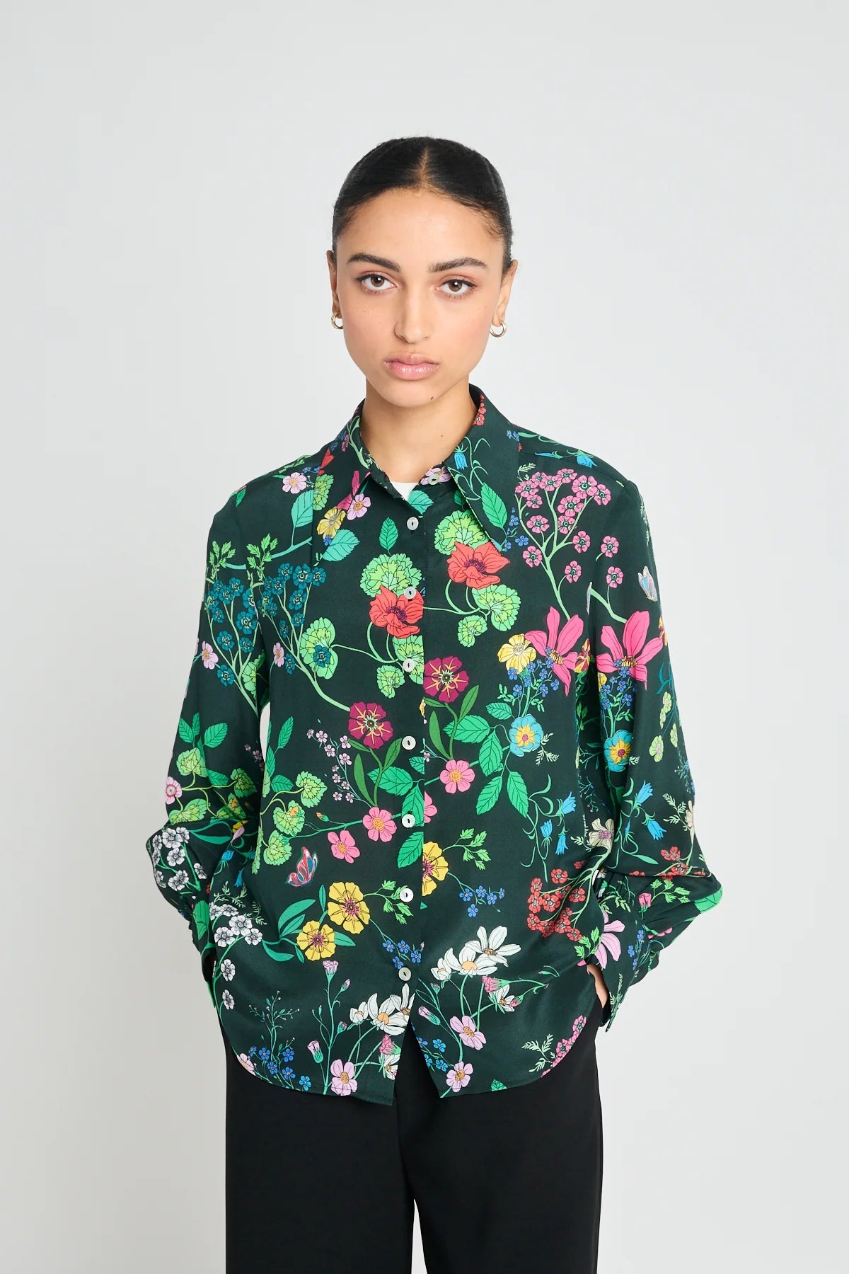 twenty - seven names | Marigold Shirt | Deep Green Floral | Palm Boutique