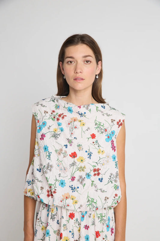 twenty-seven names | Power pop top | Cream floral | Palm Boutique