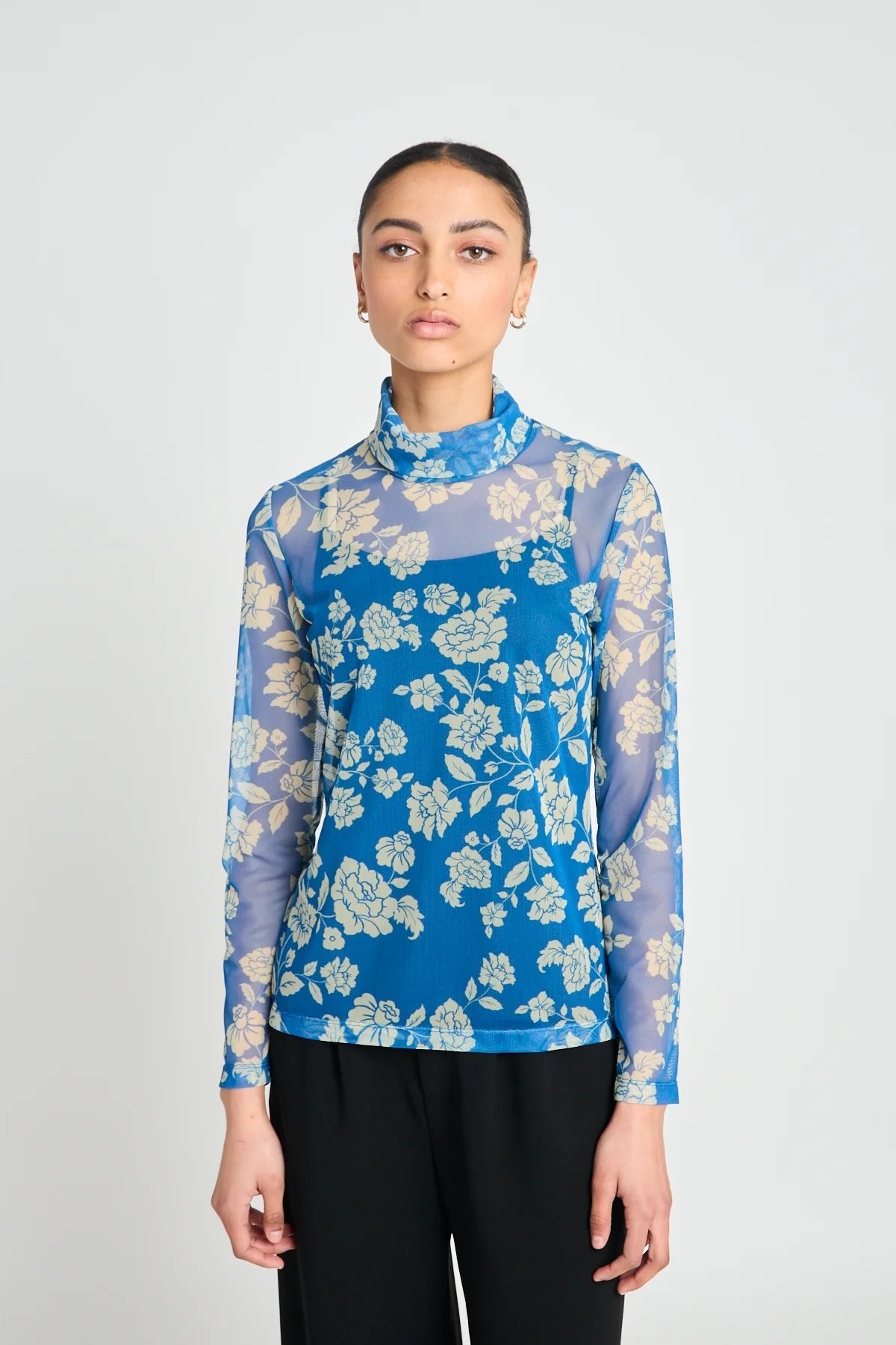 twenty - seven names | Rosa Turtleneck Top | Blue Stencil | Palm Boutique