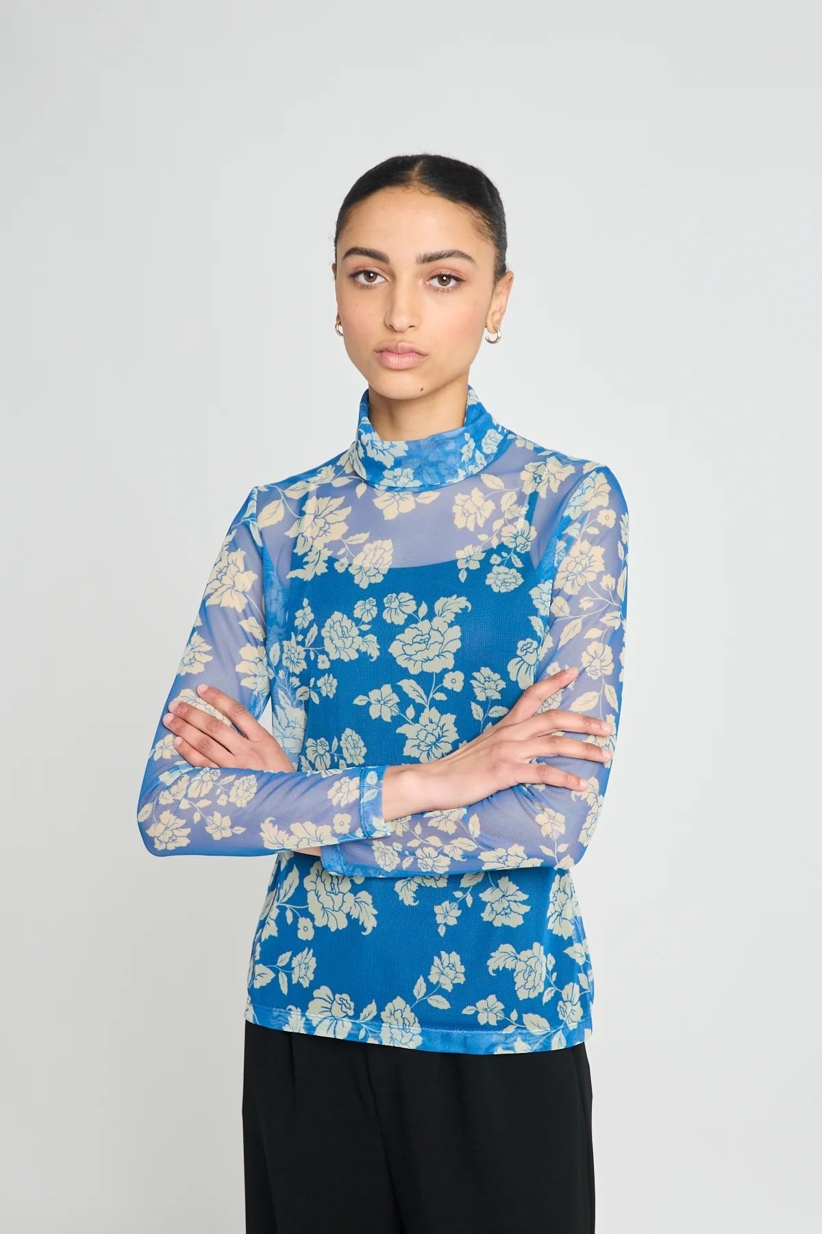 twenty - seven names | Rosa Turtleneck Top | Blue Stencil | Palm Boutique