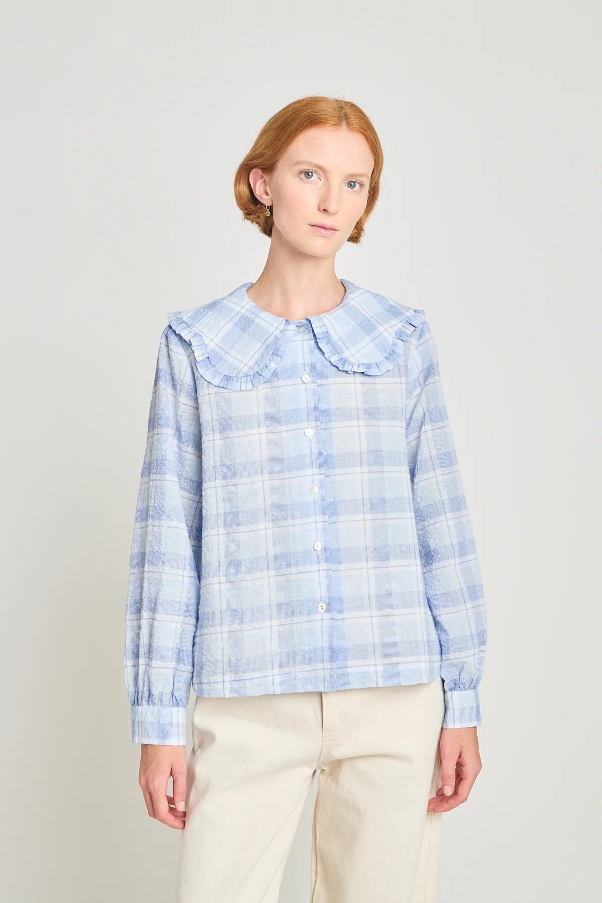 twenty - seven names | Study of dreams blouse | Pale Blue Check | Palm Boutique