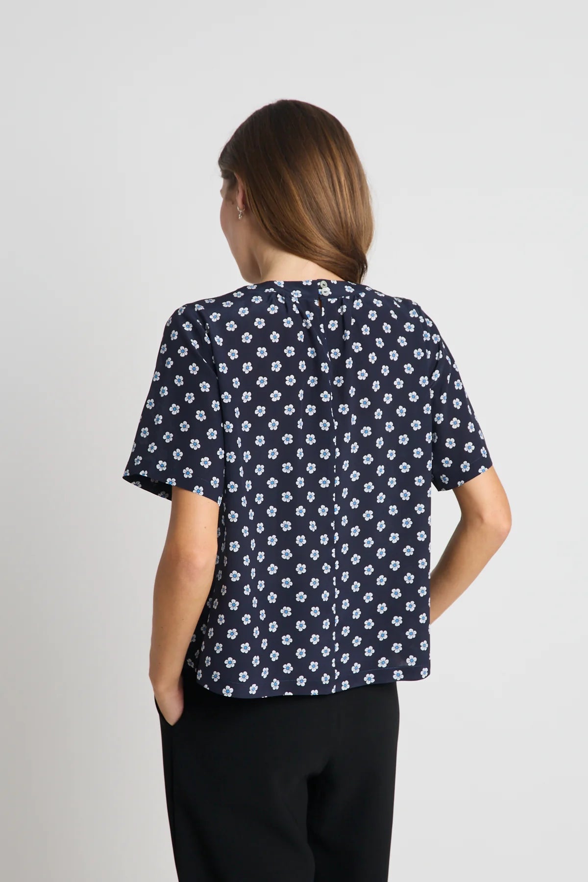 twenty-seven names | You and me tee | Navy daisy silk | Palm Boutique