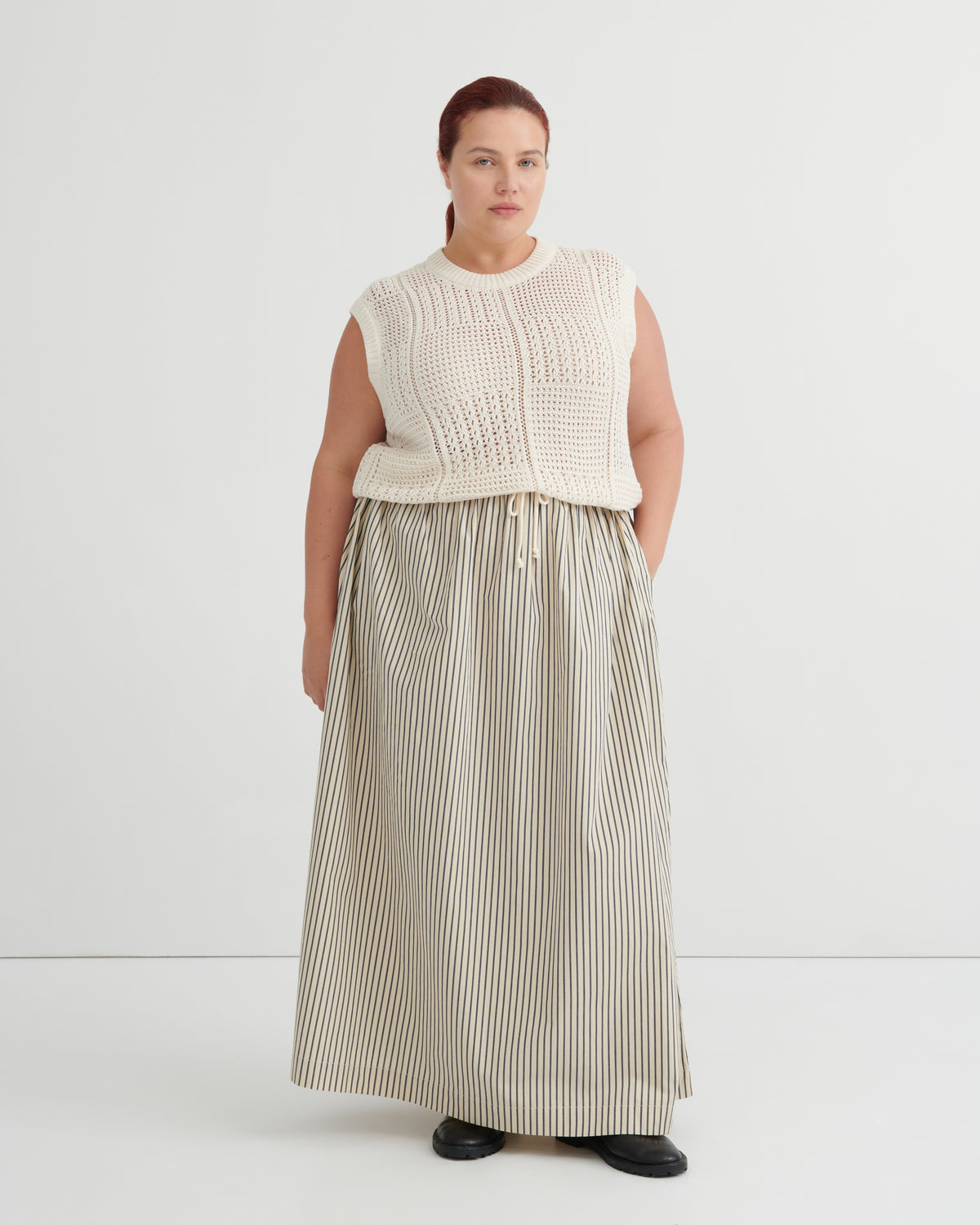 Linear Skirt | Ecru Stripe