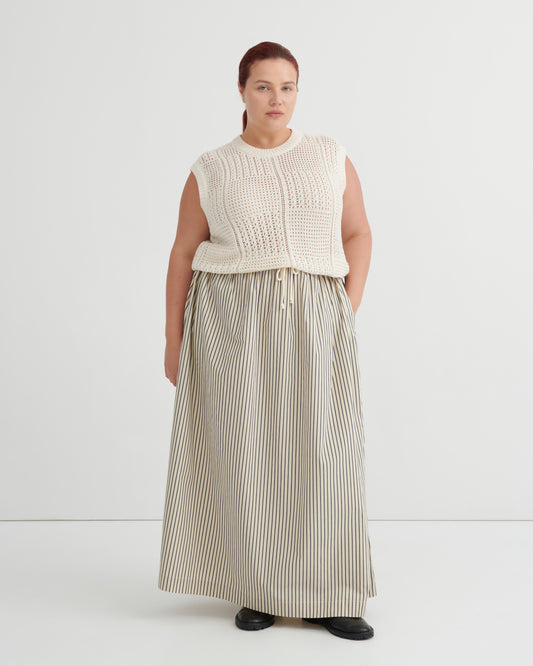 Linear Skirt | Ecru Stripe