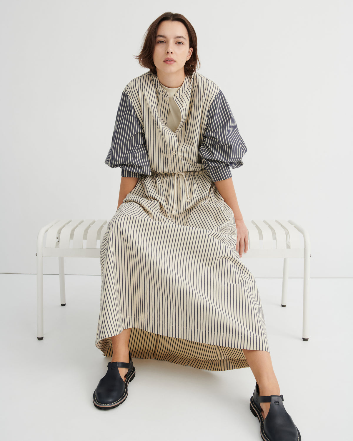 Linear Skirt | Ecru Stripe
