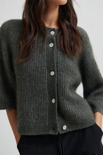Andrea Knit Rib Cardigan | Beluga