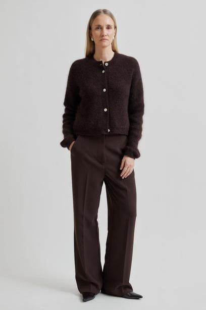 Andrea Knit Rib LS Cardi | Chocolate Plum