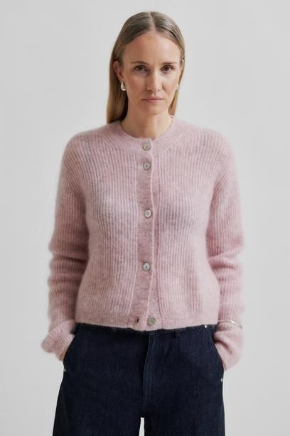 Andrea Knit Rib LS Cardi | Sepia Rose