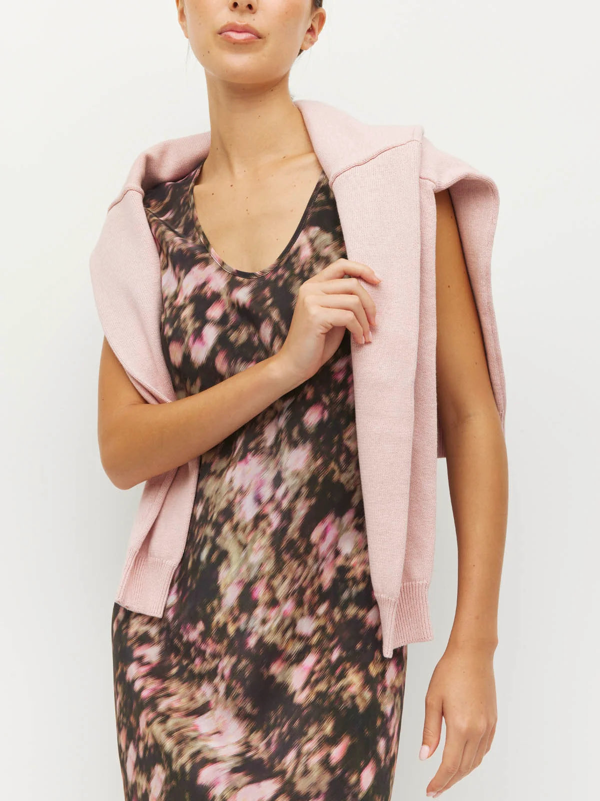 Kenna Dress (Blush Petals Silk CDC) Soft Camelia