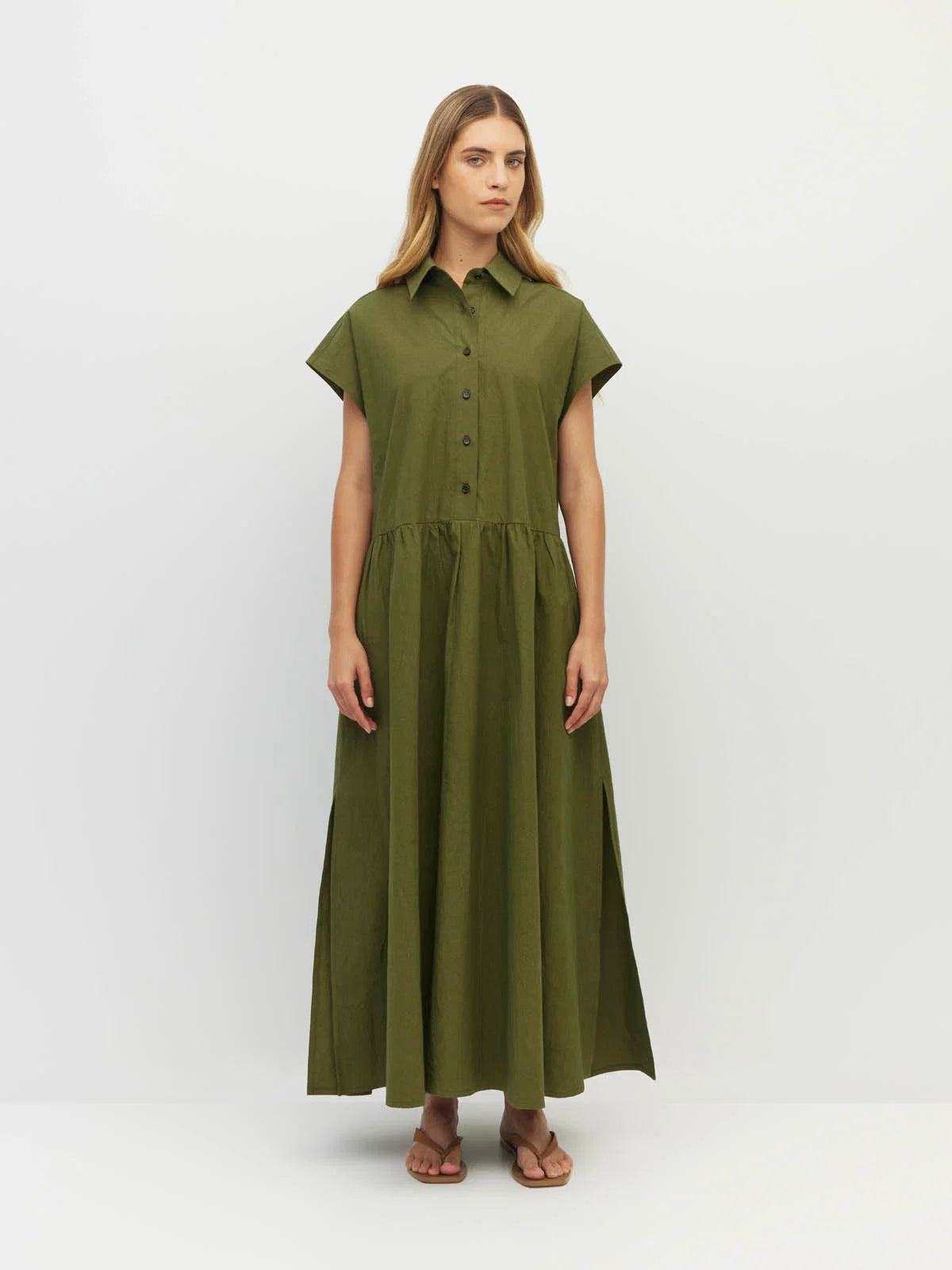 Lenni Dress (Crushed Cotton) Moss