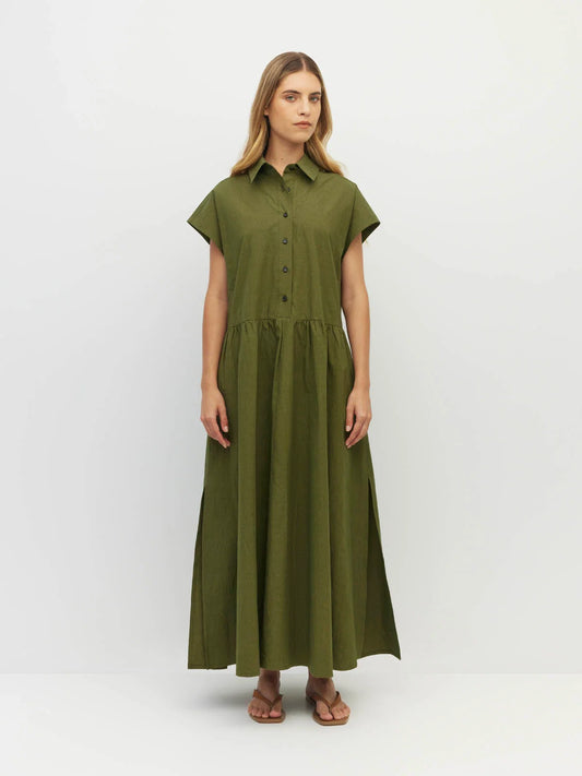 Lenni Dress (Crushed Cotton) Moss