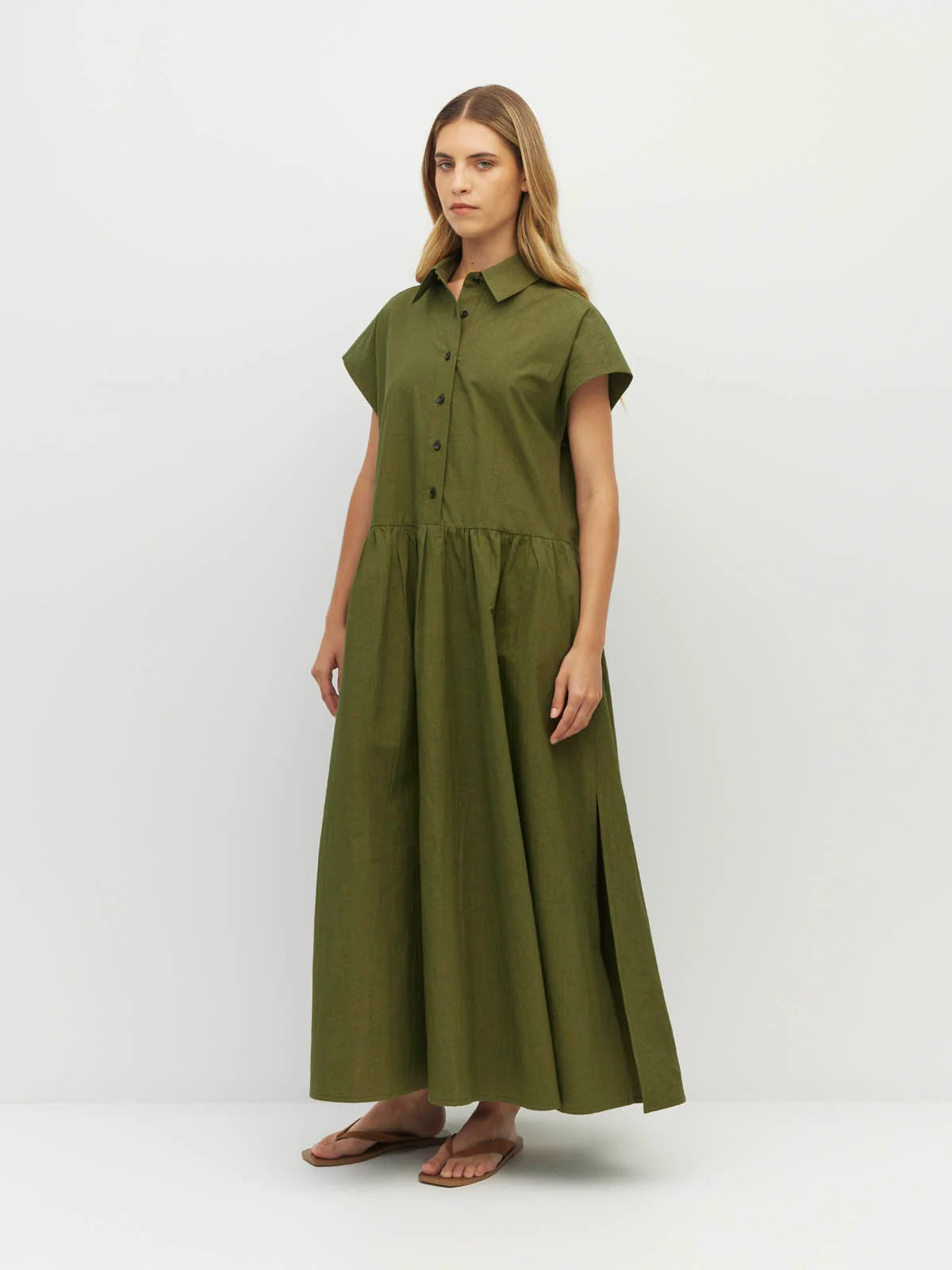 Lenni Dress (Crushed Cotton) Moss