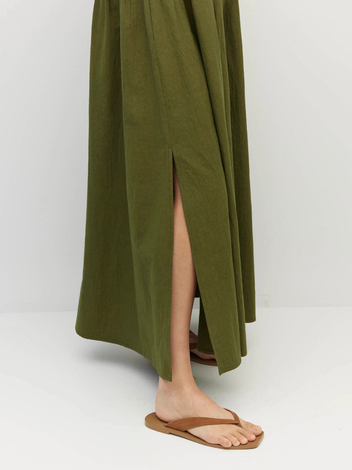 Lenni Dress (Crushed Cotton) Moss
