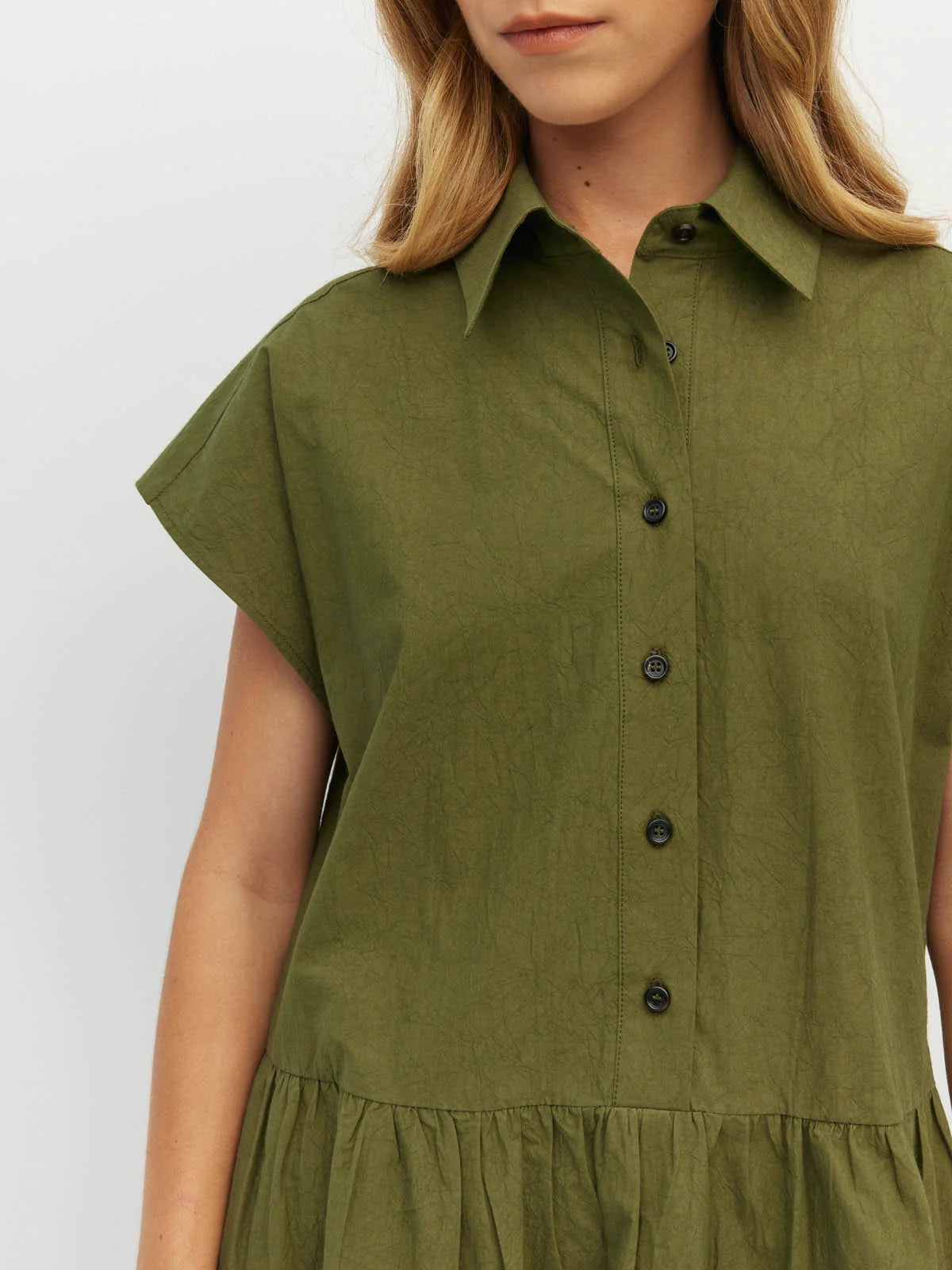 Lenni Dress (Crushed Cotton) Moss