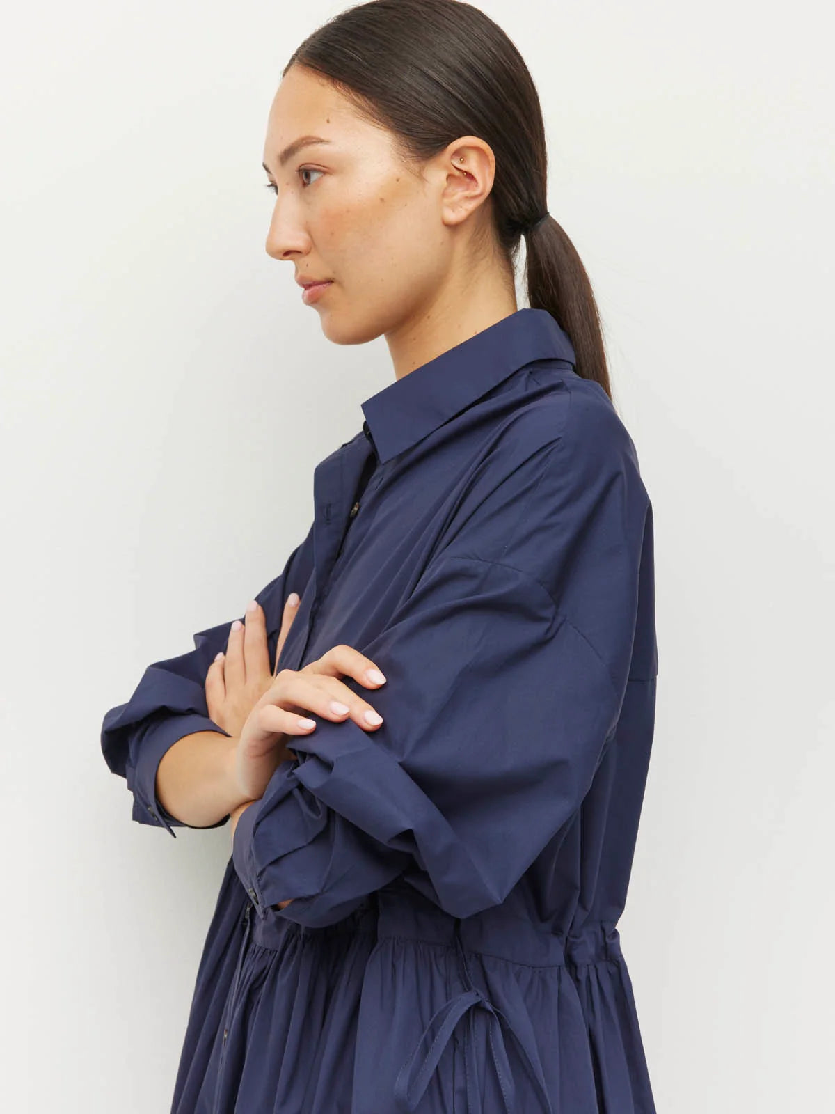 Lenora Dress (Crisp Poplin) Navy