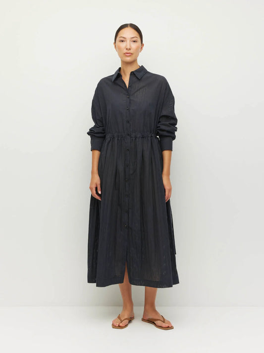 Lenora Dress (Sheer Stripe) Black