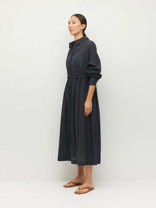 Lenora Dress (Sheer Stripe) Black